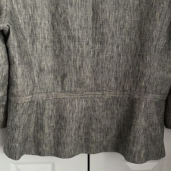 ‎KASPER 100% LINEN GREY/BLACK 3/4 SLEEVE BLAZER SIZE 18 - Picture 7 of 13